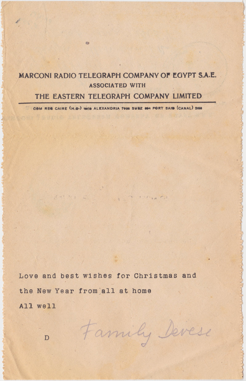 Marconi-Eastern 1943 Telegram - b