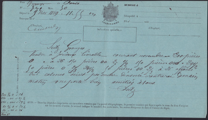 November 1869 Telegram