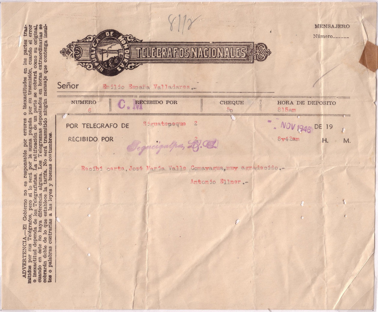 Telegram of November 1946