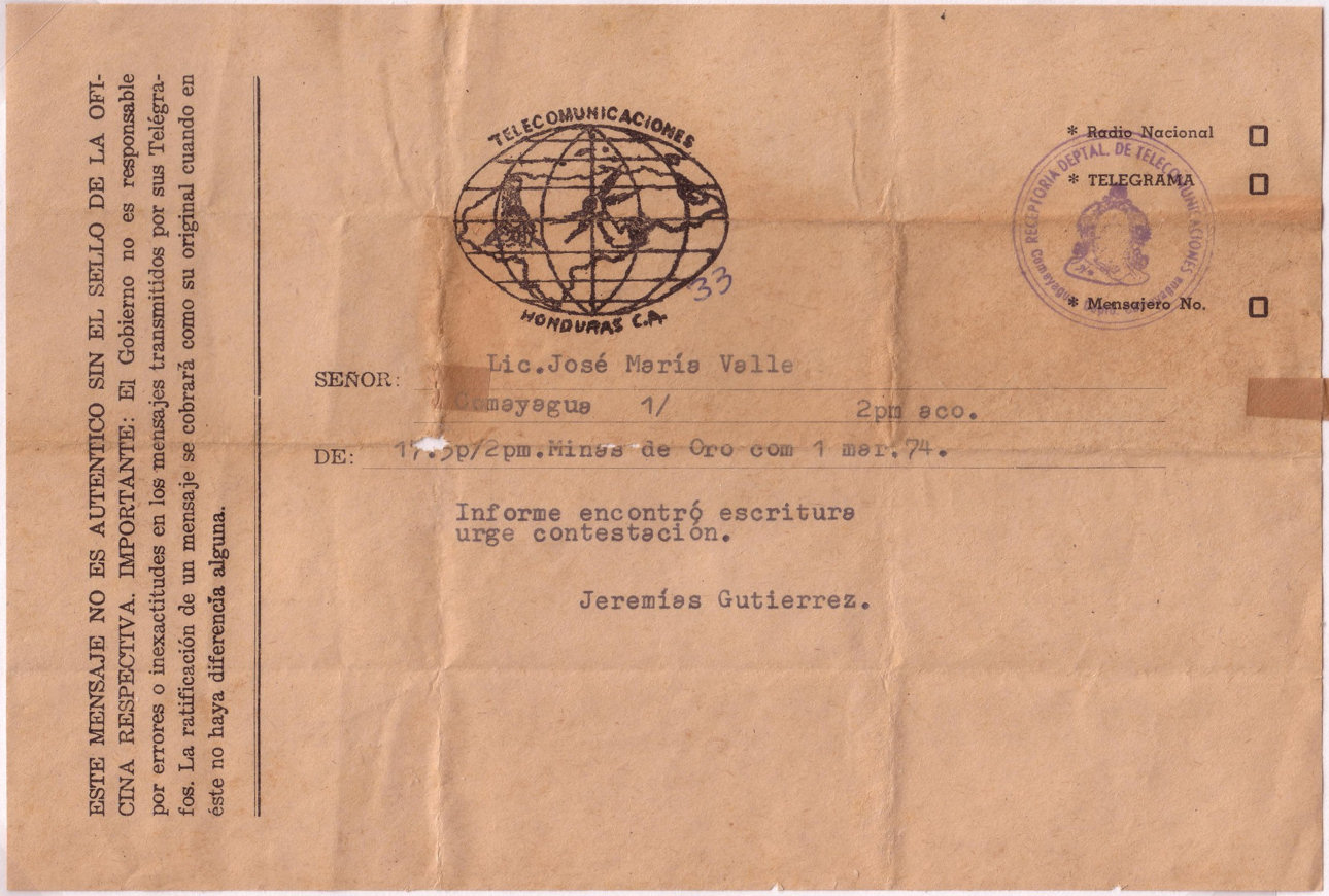 Telegram of 1 March 1974