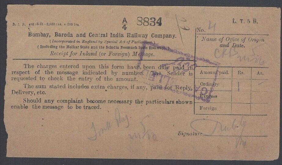 Bombay, Baroda and Central India Railway - 1906?