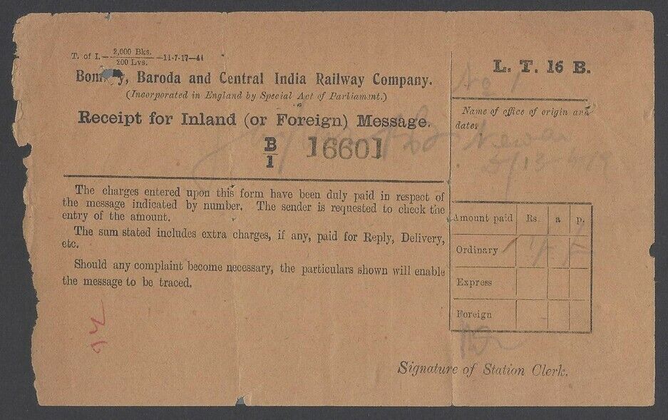 Bombay, Baroda and Central India Railway - LT16B