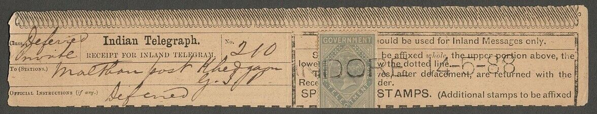 India May 1888 No form number