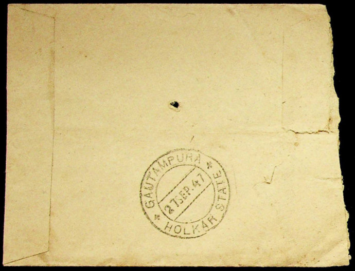 India T.I.56 1947 envelope - back