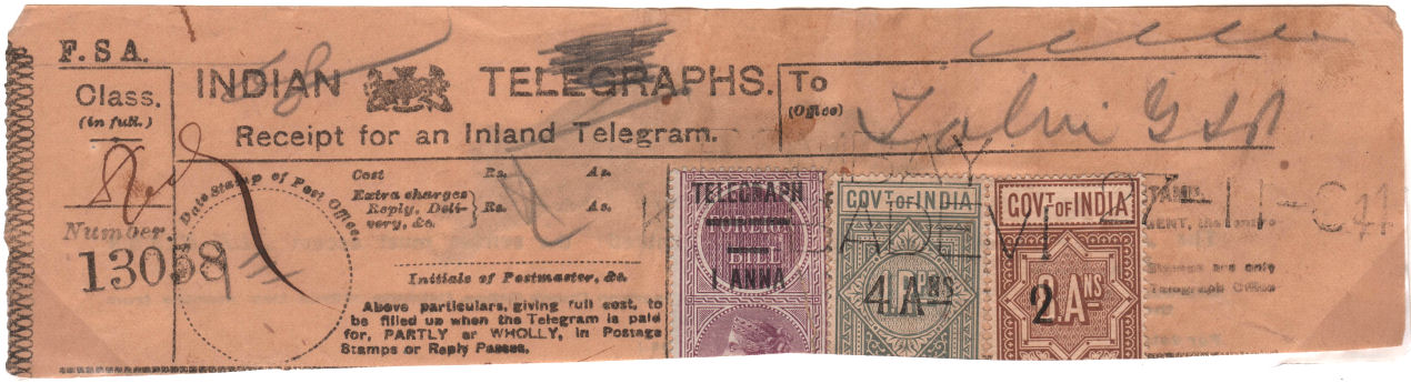 India-1904 Provisional Receipt