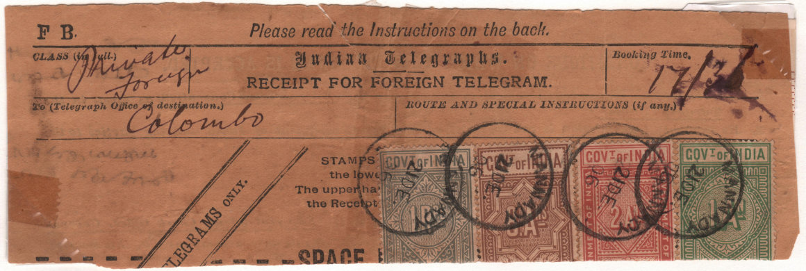FB receipt to Colombo, 1906