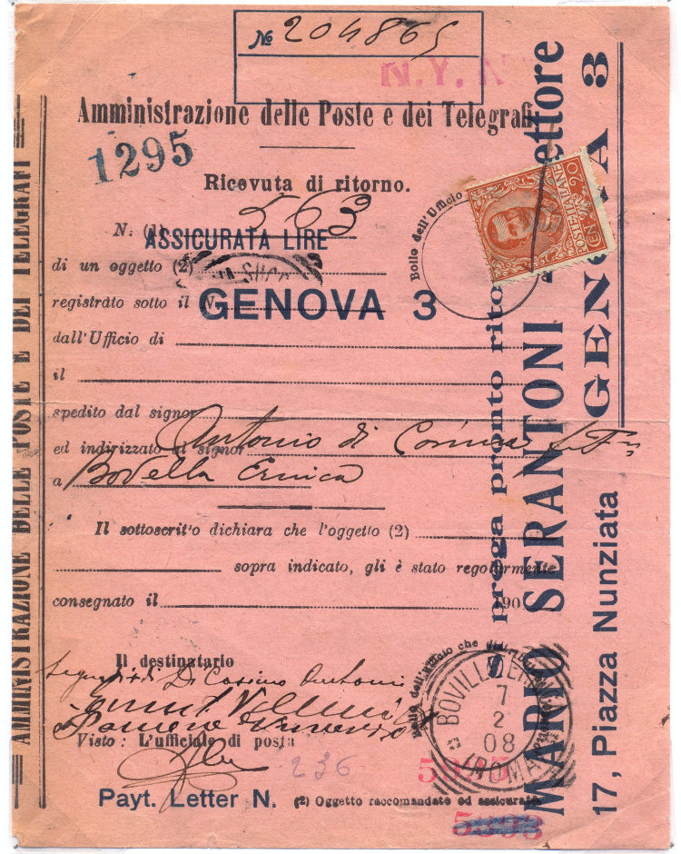 Receipt of 1908