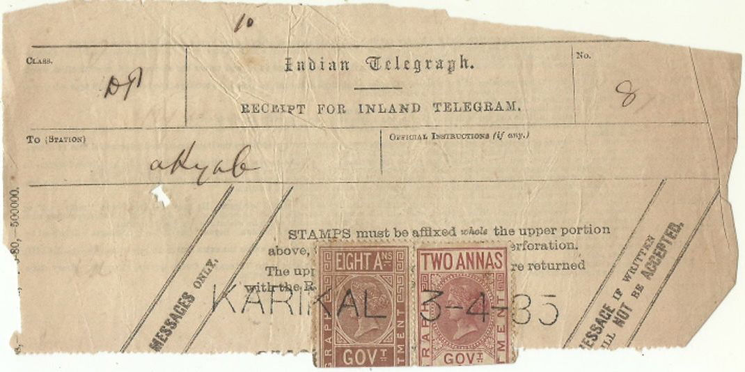 Karikal-receipt 1885