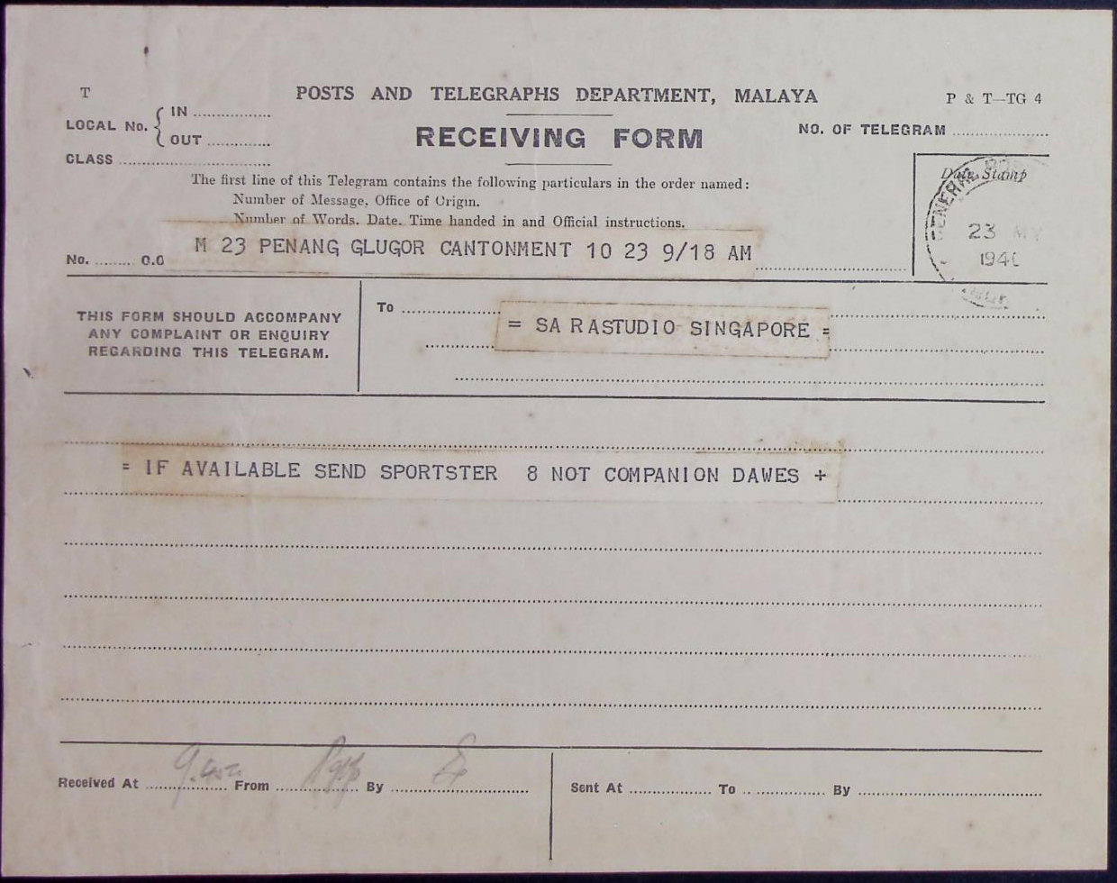 TG4 Receiving Form - 1940