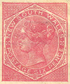 6d red impressed stamp