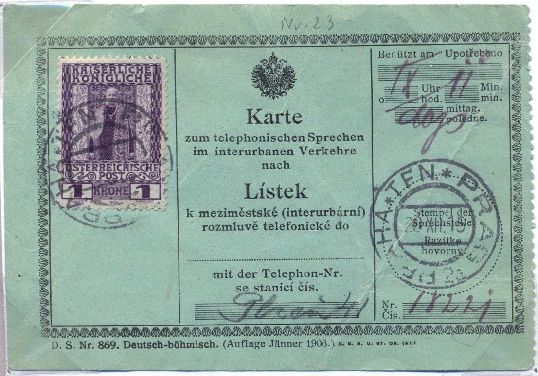 1906 Austrian Telephone card