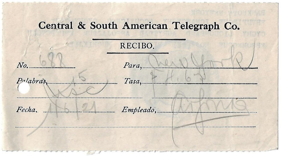 Receipt of 6 January 1921 - front