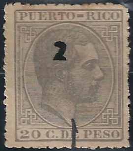 1882 20c punched with '2'