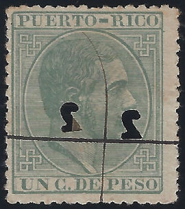 1882 1c punched with '2'