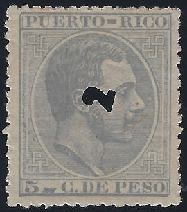 1886 5c punched with '2'