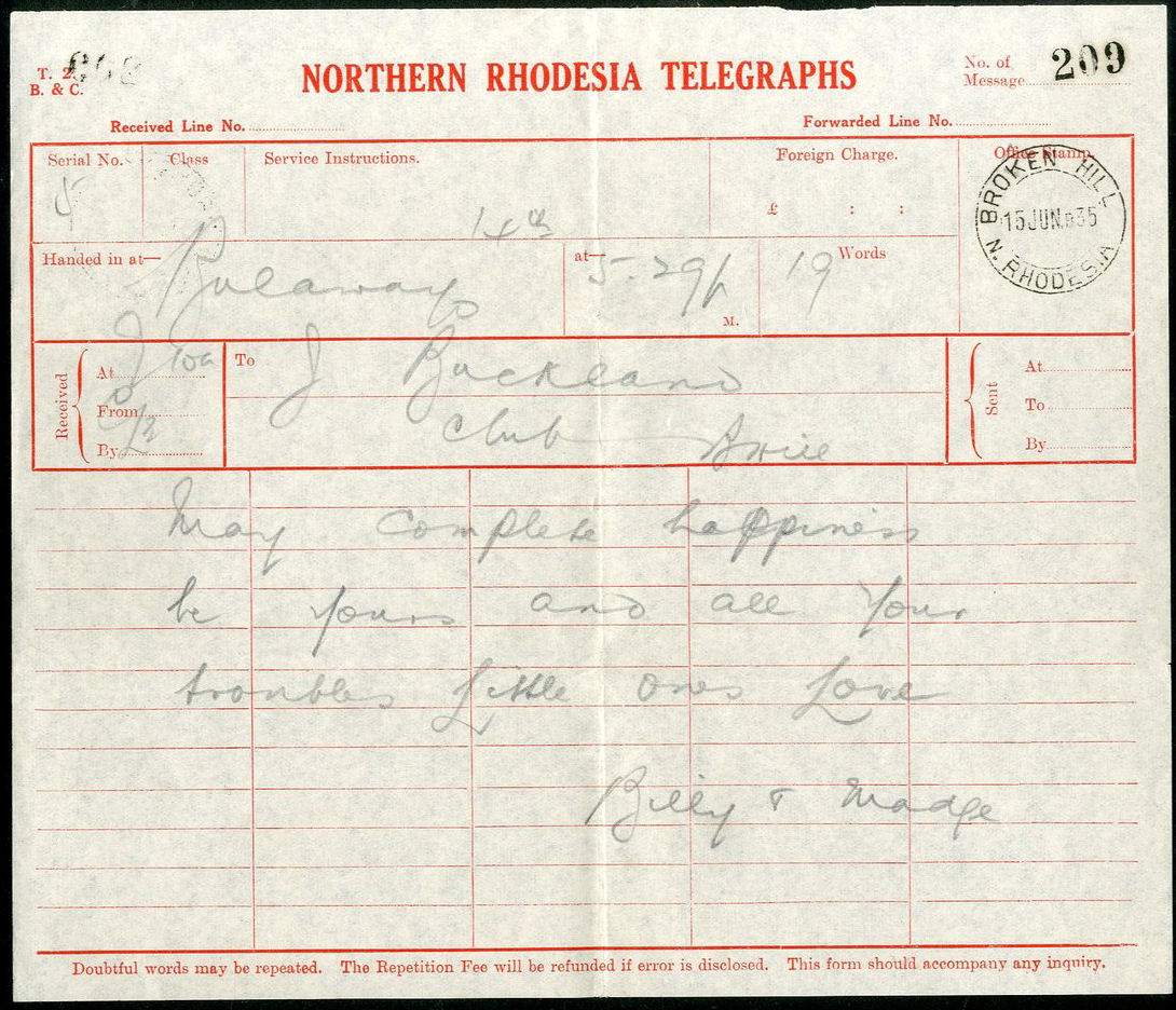 Northern Rhodesia Telegram - 1935