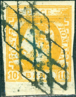 unusual cancel on 10b postage stamp