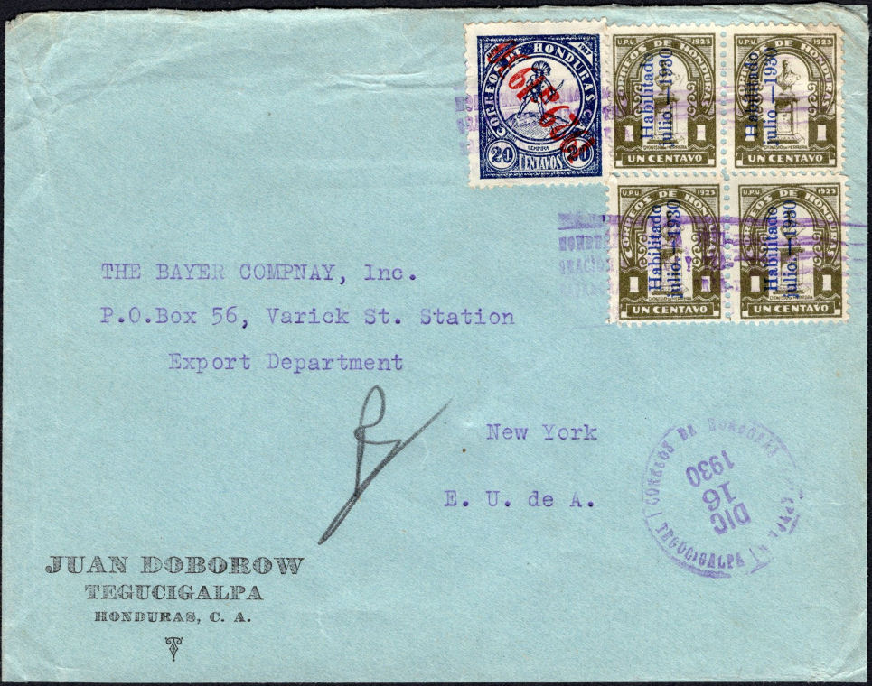 Honduras mail - front