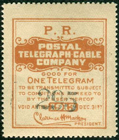 USA Postal Tel-Cable 1913 - PR RH88c