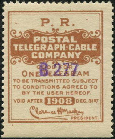 USA Postal Tel-Cable 1908 - PR