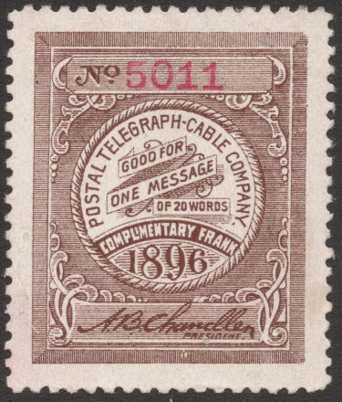 USA Postal Tel-Cable 1896 RH20-5011