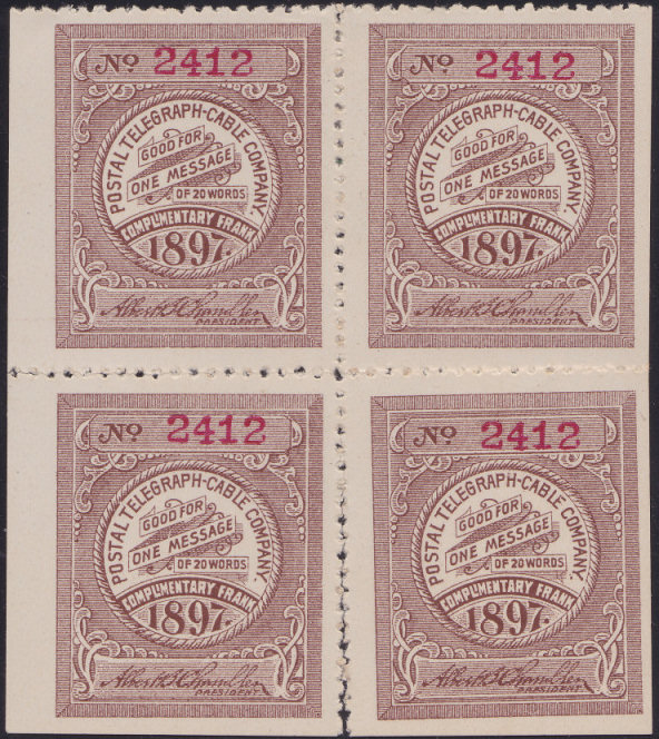 USA Postal Tel-Cable 1897 booklet pane