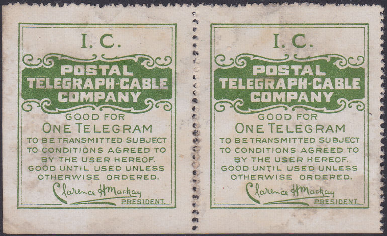 USA Postal Tel-Cable 1914 - IC RH81e pair