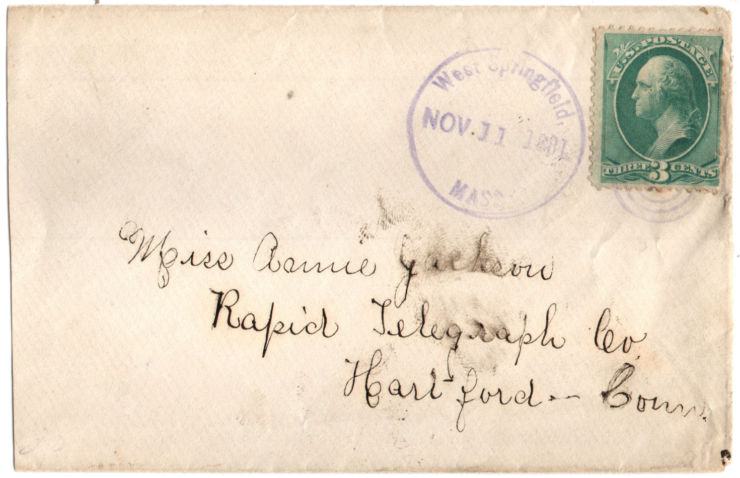 Envelope of November 1881 - front