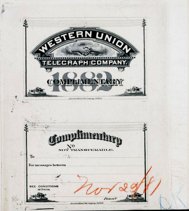 WU Booklet cover proof for 1882