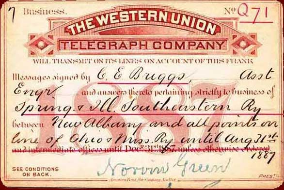 Western Union Business Frank 1887