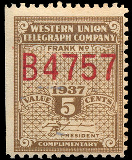 Western Union 1937, RH96 - B 