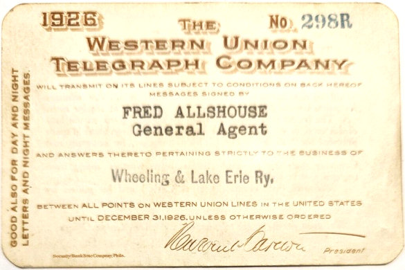 1926 Charge Card, endorsed - front