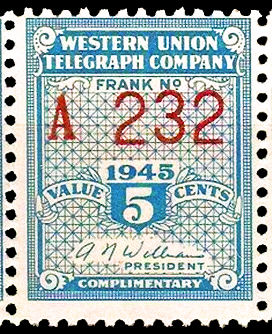 Western Union 1945 5c - A232