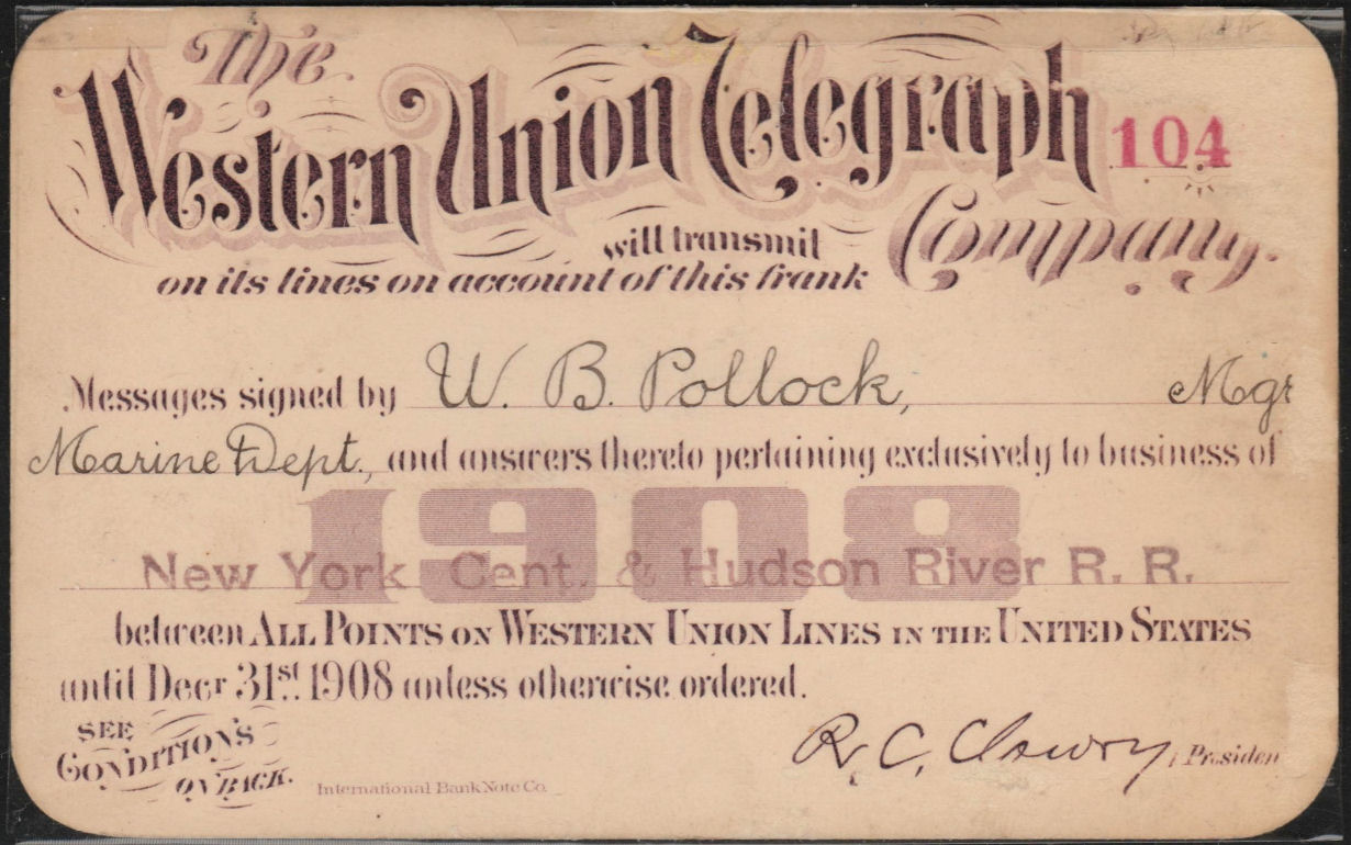 Western Union Business Frank 1908 - front