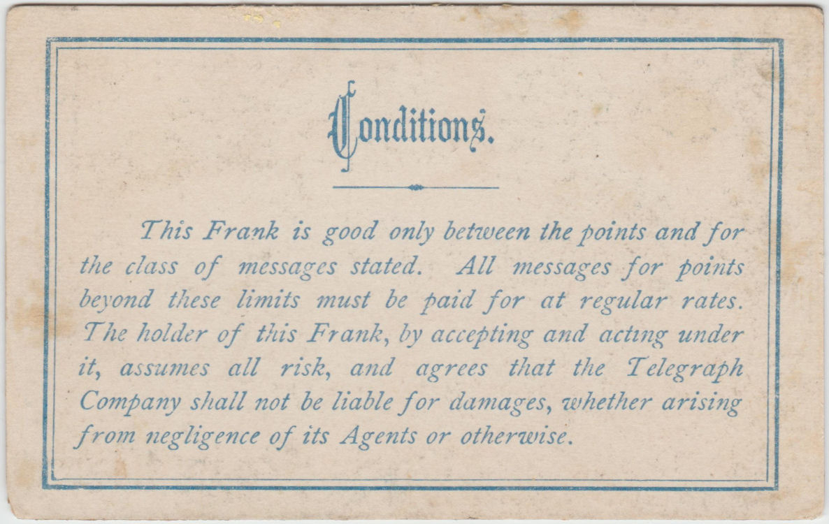 Western Union Business Frank 1888 - Conditions