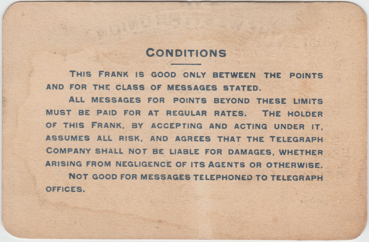 Western Union Business Frank 1914 II - back