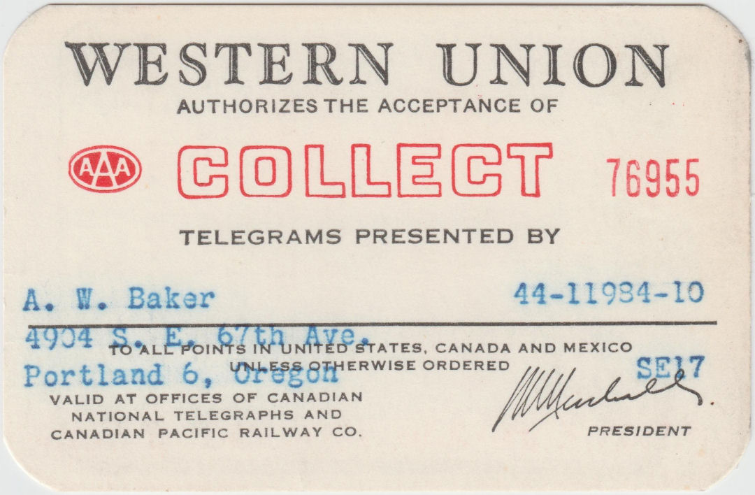 Undated WU Collect Authorization Marshall - 76955 front