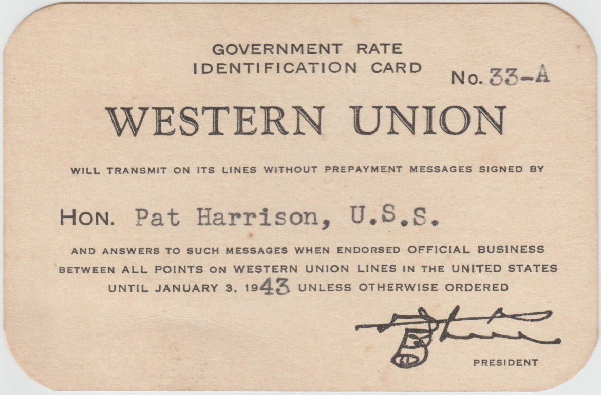 Western Union Government Charge Card 1941? - front