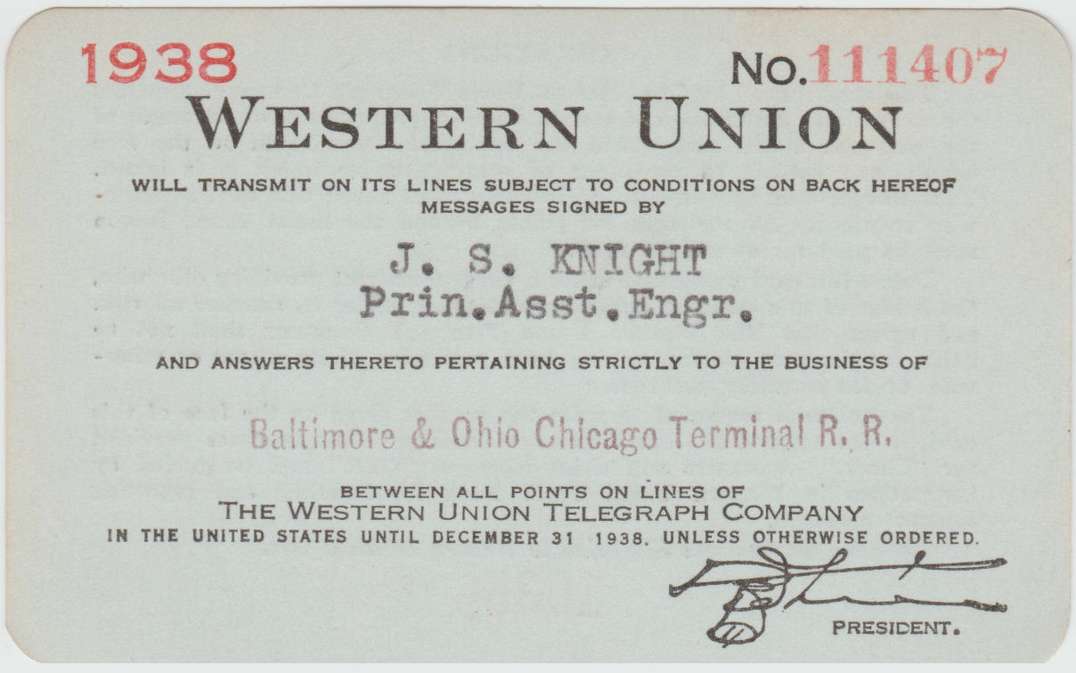 Western Union Charge Card 1938 - front