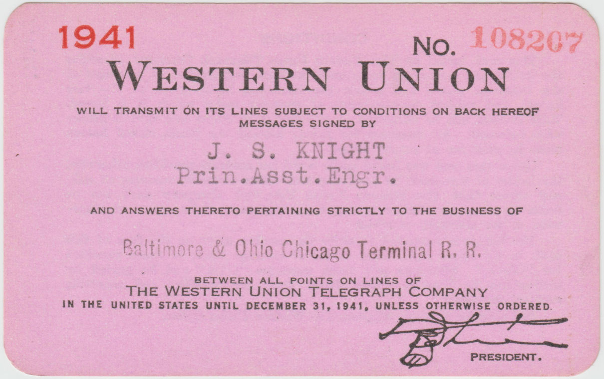 Western Union Charge Card 1941 - front