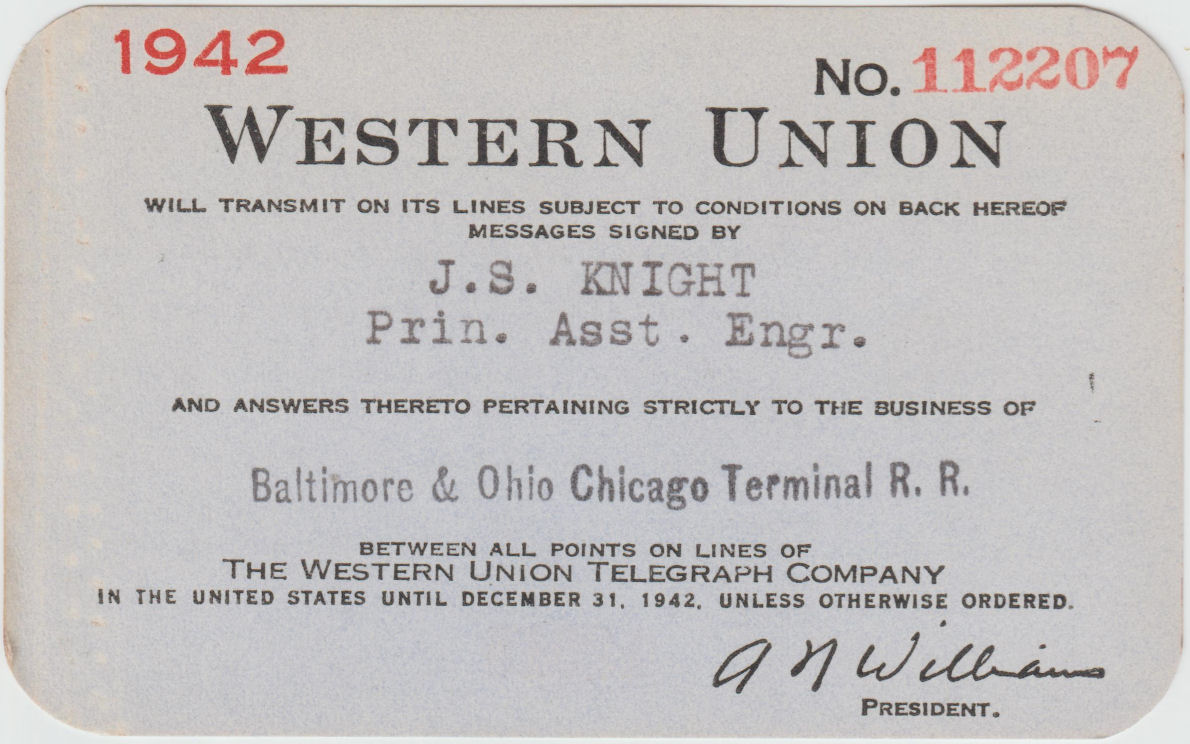 Western Union Charge Card 1942 - front