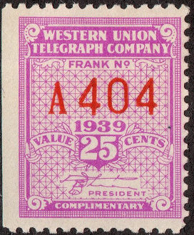 Western Union 1939, RH101 - A