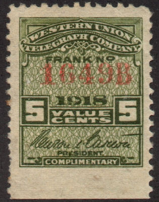 Western Union 1918 5c - B