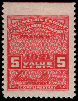 Western Union. 1921 5c RH64b