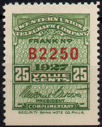 Western Union 1927, RH77 - B