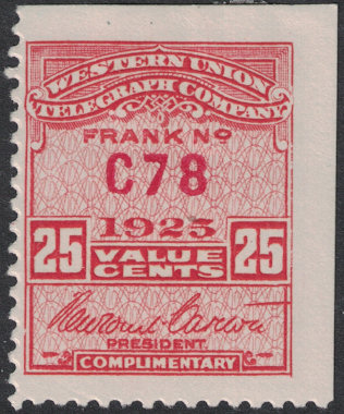 Western Union 1925 25c