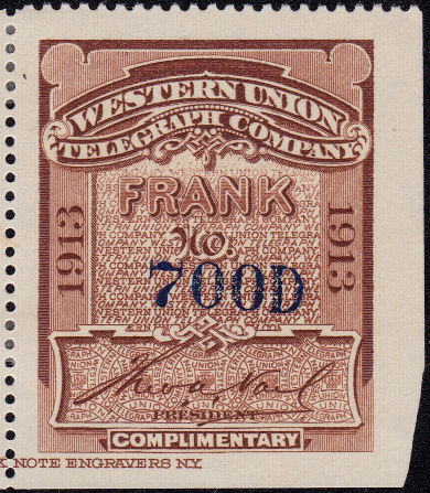 Western Union 1913, RH49a - 700D