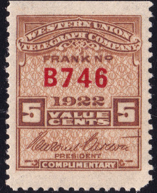 Western Union 1922 - 5c B