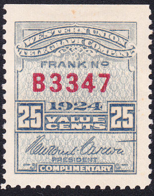 Western Union 1924 - 25c