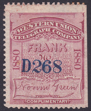 Western Union 1880 RH15 letter D